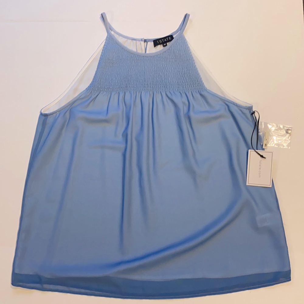 1state Medium Riviera Blue Swing Halter Top New D20e